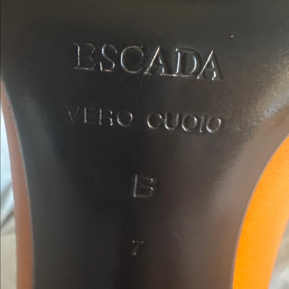 ESCADA Orange High Heels Pumps Shoes Work Party 7 Vintage Y2K Vibes Designer - Picture 12 of 12
